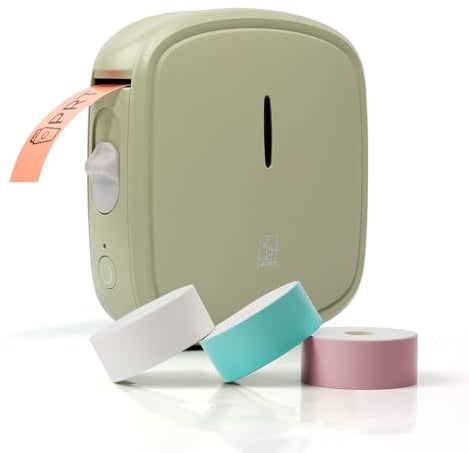 prt Qutie Bluetooth Beschriftungsgerät Selbstklebend USB Wiederaufladbar Etikettendrucker - Tragbarer Mini Ettiketiergerät Labeldrucker für Zuhause, Büro, Datum - 3 Rollen
