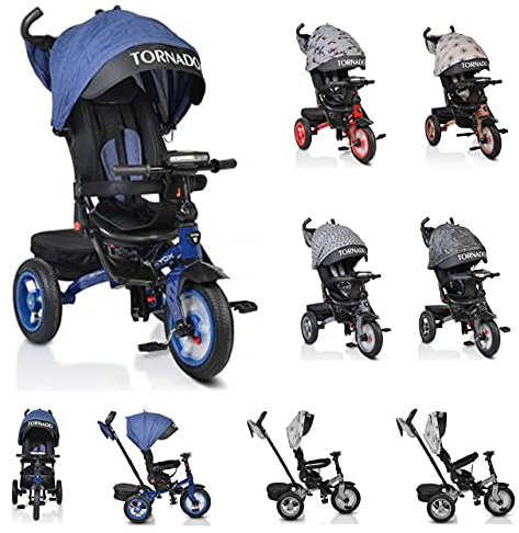 Byox Tricycle Dreirad Tornado Luftreifen Sitz drehbar Musikfunktion, Beleuchtung, Farbe:blau