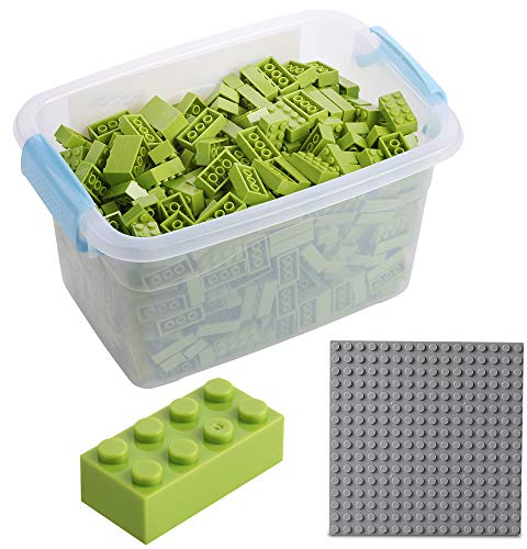 Bausteine - 520 Stück, Kompatibel zu Allen Anderen Herstellern - Inklusive Box und Grundplatte, Hell-Grün