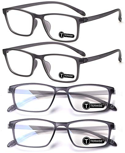 TERAISE 4er-Pack Lesebrille Blaulicht blockierende Computerbrillen Ultraleichte Lesegeräte mit hoher Elastizität reduzieren die Ermüdung der Augen bei Männern und Frauen(2.0x)