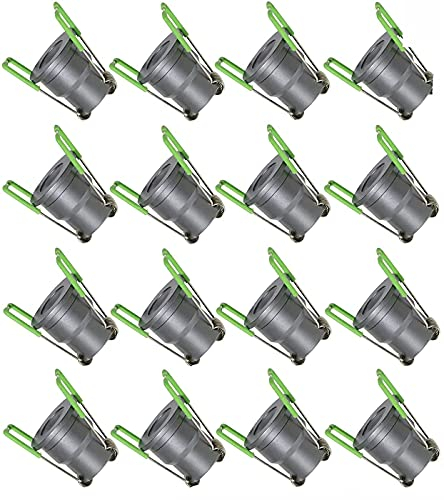 3W LED Mini Einbaustrahler, IP65 Schutz, 3000K Warmweiß, Dimmbar, Funk-Netzteil, Minispots für Innen- und Außenbeleuchtung ideal für Terrassenüberdachung, Badezimmer, etc (Anthrazit, 16x Minispot)