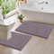 LuxUrux Bath Mat Set - Non-Slip Bathroom Mat and Square Cut-Out Pedestal Mat for Toilet - Perfect for Modern Bathroom Décor. (Mauve, 50 x 80 cm + Square Shaped 50 x 50 cm)