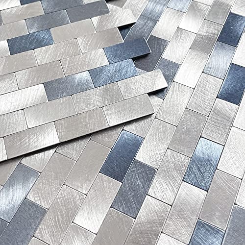 BeNice Stick on Tiles Kitchen Wall Tiles, Self Adhesive Tiles for Bathroom Peel and Stick Metal Tile Stickers Waterproof(5sheets,Blue)