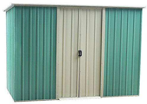 Panana Metal Garden Apex Roof Storage Shed Metal Flat Roof Shed Door at 6FT side (6x4')