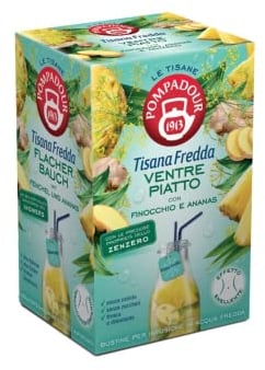 Pompadour 1913 | Tisana Fredda Ventre Piatto | Tisana Finocchio ed Ananas - 18 Bustine di Tè (45 Gr) | Infusioni Fredde Senza Caffeina