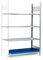 Regal für Gefahrstoffe, 1312 mm x 2000 mm x 637 mm, silber/blau, zur Lagerung von Kleingebinde, 4 Ebenen, mit Auffangwanne aus Stahl und 3 Gitterroste