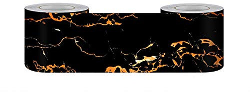 GouieRylin TapetenbordüRe BordüRe Selbstklebend Zum Aufkleben FüR Wohnzimmer KüChe Badezimmer Abnehmbare Wasserdicht Bodenleiste Pvc Dekorative BordüRe Schwarze goldene Blume 10cm X 500cm