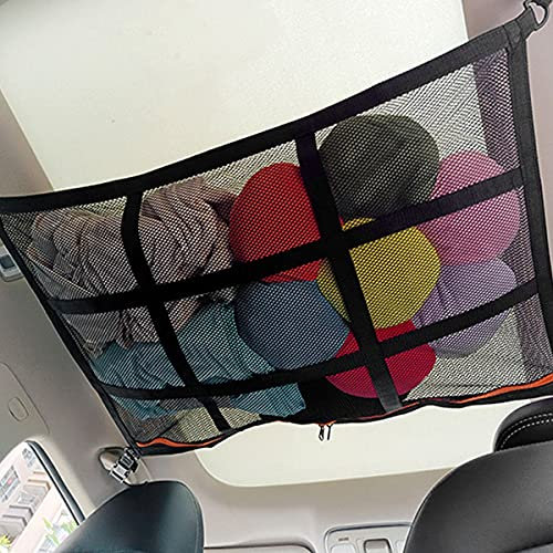 Red de carga para el techo del coche, organizador de almacenamiento de techo de malla de doble capa de 31 x 21 pulgadas, bolsa de camping, accesorios para SUV, accesorios para tienda de campaña