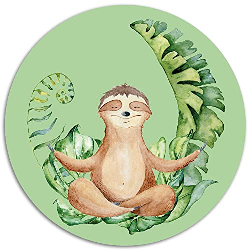 Edition Colibri FAULTIER BEIM Yoga Lustiges Mauspad/Mousepad rund Ø 22 cm aus extrem reißfestem Spezialkautschuk mit stark haftender Unterseite (Motiv 152)