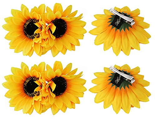 6 x Sonnenblumen-Haarklammern, Haarklammern, Haarspangen, Haarspangen, Hochzeit, Braut, Haarstyling-Zubehör für Frauen, Mädchen, Hawaii, Strand, Urlaub, Party, Urlaub, Dekoration