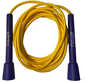 Ampro Zoom Adjustable Speed Skipping Rope 11ft - Jump Rope - Skip - Skill - Training - Exercise (Purple/Yellow)