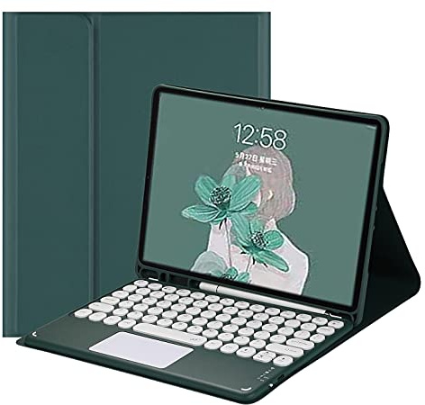 Custodia con tastiera touch per iPad Mini 5a generazione Mini 4 Touchpad staccabile tastiera con supporto per matita rotonda colore sottile Smart Cover per Mini 5a generazione, verde scuro