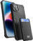 TORU CX PRO for iPhone 14 Slim Hard Wallet Case | Detachable Sliding Card Holder for 3 Cards | Dual Layer Protective Shockproof Cover for Wireless Charging - Black