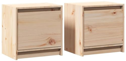 vidaXL 2X Massivholz Kiefer Nachttisch Nachtschrank Nachtkonsole Nachtkommode Schlafzimmer Schrank Kommode Beistelltisch 40x30,5x40cm
