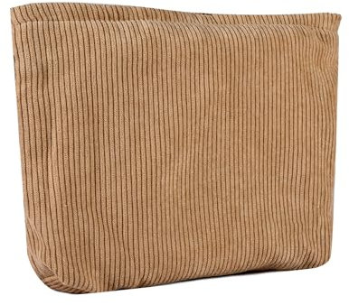 Fycyko Kulturbeutel aus Kordsamt, kompatibel mit lächelndem Druck, Reise-Make-up-Tasche, Organizer für Frauen und Mädchen, 2, Braun – einfarbig, Kosmetiktasche
