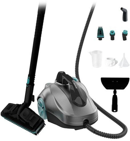 Cecotec Nettoyeur Vapeur HydroSteam 2000 EasyHome Max. Nettoyeur Vapeur 2000 W, Réservoir XXL 2L, 16 Accessoires, 5 Bars, 60 g/min, 150 min, Élimine 99,9% des Bactéries,Déplacement Facile,Rayon 7,5 m