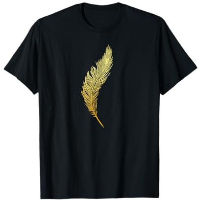 Ein goldenes T-Shirt mit Federdruck T-Shirt