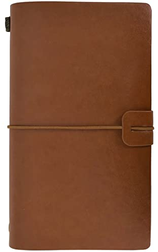 Jahrgang Tagebuch A6 Leder Notizbuch, Klassisches Nachfüllbar Reisetagebuch Blanko Seiten mit Elastischem Verschlussband, Arbeitsaufzeichnung zum Schreiben, Skizzenbuch Schreibheft, 4 Arten (Rotbraun)