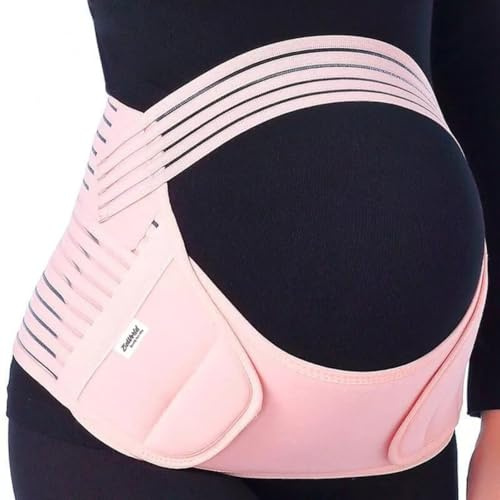 ZiaWorld Ceinture de soutien de grossesse 4 en 1 - Ceinture de maternité légère - Ceinture abdominale pour femme enceinte - Soulage les douleurs dorsales, pelviennes et hanches (rose, XL)