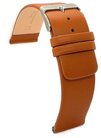 diloy Lederarmband für klassische Uhr – Glattes Rindsleder ohne Nähte, minimalistisches Design – Größen 18mm, 20mm, 22mm, 24mm, 26mm, 28mm, 30mm 327 Hellbraun 28mm