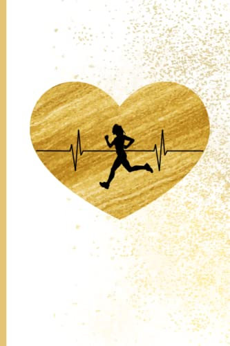 Notizbuch für Läuferinnen und Läufer A5 kariert mit Motiv Jogger mit Herz in gold weiß | 120 Seiten: Das Lauf-Tagebuch, um deine Leistungen zu tracken und Fortschritte festzuhalten