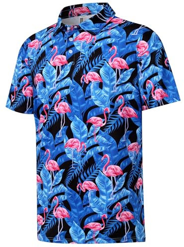 ELETOP Polo Shirts for Men Moisture Wicking Quick-Dry 4 Way Stretch Golf Shirts Casual Print Colorful Mens Polo Shirts Short Sleeve