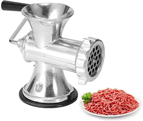Manual Meat Grinder, Aluminium Alloy Heavy Duty Powerful Manual Food Meat Mincer Vegetable Spices Pepper Grinding Machine Sausage Stuffer Attachment for Home Kitchen