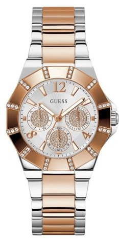 Guess Damen-Uhr Sunray Roségold/Silber 36mm mit Zirkonia & Edelstahlarmband & 1 bar Wasserschutz – GW0616L3