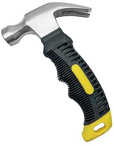 8OZ(0.25KG) Claw Hammer,High Carbon Steel Stubby Claw Hammer,Mini Hammer with Anti-Slip Handle(1Pcs)