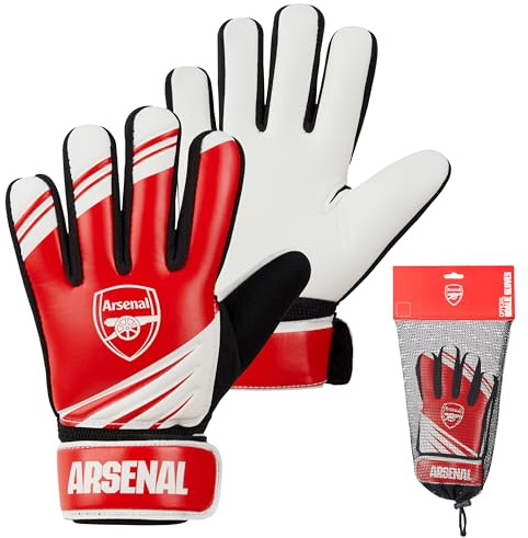 Hy-Pro Officially Licensed Arsenal F.C. Goalkeeper Gloves for Kids Teenagers - Non Slip Padded Palms Size 5 or 7 - Arsenal Gifts for Boys (Size