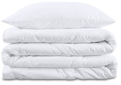 Bettdecken Set 155x220 mit Kissen 80x80 Winterbettdecke – Weiche warme Steppbettdecke für Allergiker, kuschelige Decke mit Füllung, Oeko-Tex Zertifiziert, waschbar