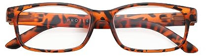 PROFLEX Safari Lesebrille gegen Kopfschmerzen, BluOptix Blaulichtblockierung, Federscharniere, robust, stoß und kratzfest, Unisex (Herren + Damen), stilvoll (TS; +1,5)