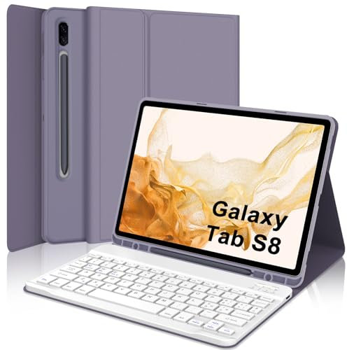 IVEOPPE Tastiera Samsung Galaxy Tab 11 S8 2022/ S7 2020, Custodia Protettiva per Samsung Tablet (SM-T870 / 875), Tastiera QWERTY Italiana Bluetooth Rimovibile, viola lavanda