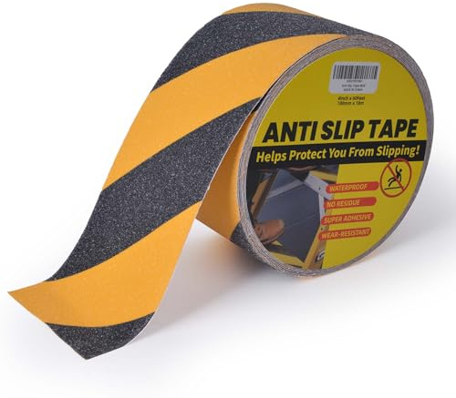 TAPEBEAR Ruban Adhésif Antidérapant, Ruban De Sécurité Antidérapant | Bande D'marquage, Haute Traction, Noir/Jaune, Pour Les Escalier, Les Marches, Intérieure Et Extérieure, 100mmx18m