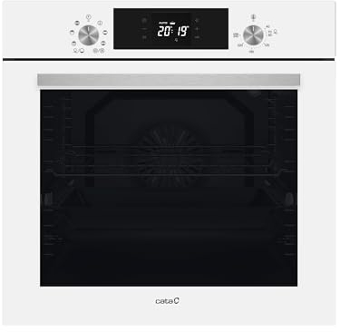 Cata Horno Multifunción MDS-8008 WH con 8 Funciones. Capacidad 80 L. Display Digital. Puerta Panorámica Full Glass. Limpieza AquaSmart. Iluminación Interior. Ancho de 60 cm. Acabado en Cristal Blanco