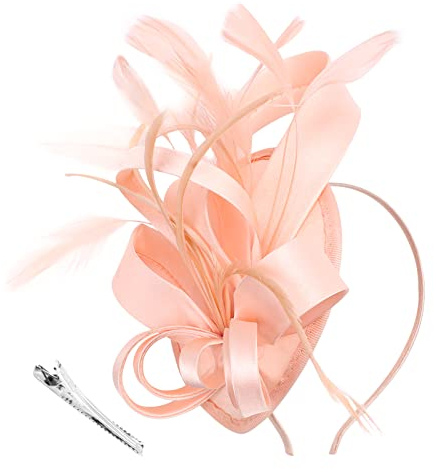 DRESHOW Fascinators Chapeau Rubans Plumes sur un Bandeau Clip Cocktail Tea Party Chapeaux pour Filles et Femmes