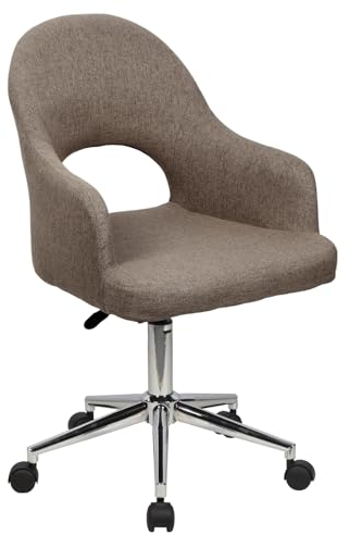 SVITA Klara Schreibtischstuhl höhenverstellbar Drehstuhl Bürostuhl mit Rollen Armlehnen Lesesessel Homeoffice Stuhl Cut-Out Braun