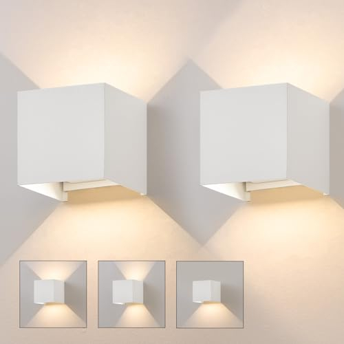 Kowanie LED Wandleuchte aussen Wandlampe - 2 Stück Außenwandleuchte Schwarz Aussen Wandbeleuchtung innen Up Down Wandstrahler 5W IP65 Wasserdicht 3000K Außenlampe Wand Aussenleuchte für Hauswand Flur