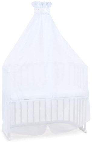 babybay Zanzariera e cielo piqué con nastro adatto per tutti i modelli fino a 96 cm di lunghezza, bianco mix di stelle sabbia/azzurro