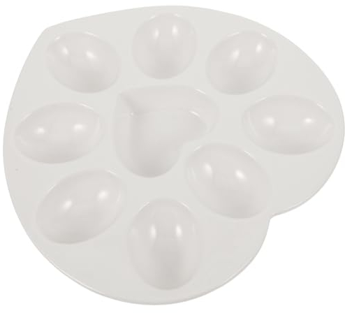 HOLIDYOYO - Plato de servir de cerámica, 8 piezas, estilo formal, lustroso, para catering, con forma de corazón y patrón de corazones, seguro para lavavajillas y microondas, para Pascua