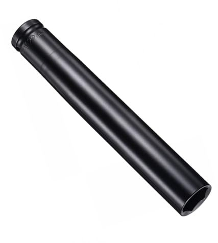 TOP-VIGOR Douille à choc profonde, douille à choc de 22 mm de profondeur, douille de 22 mm en acier CR-V traité thermiquement, entraînement 1/2 avec douille à 6 points de 200 mm de long pour