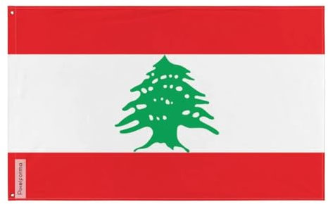 Pixelforma Bandera del Líbano en varios tamaños, 100% poliéster impresión con doble dobladillo 5. 1 ojal cada esquina, 64 x 96 cm