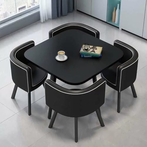 WRYsqbhjyb Esstisch Rund-Set für 4 Personen, Modernes, Couchtisch Rund-Set für Küche, Wohnzimmer, Wohnung, Platzsparend (Esstisch + 4 Stühle) (Color : K)
