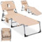 COSTWAY Faltbarer Strand-Lounge-Sessel, Sonnenstuhl mit Gesichtsloch, 5-Fach verstellbare Rückenlehne, Kissen & Seitentasche, Faltbarer Chaiselongue-Sessel im Freien zum Sonnenbaden, Camping (1,