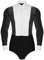 RUNQHUI Herren Langarm Tanz Hemd Body Latein Tanzbody Stringbody Einteiler Eiskunstlauf Dancewear mit Fliege Gr. M-XXL Schwarz L