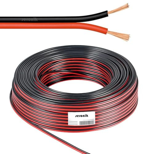 seronik Lautsprecherkabel BoxenkabelCCA 2x1,5mm² rot/schwarz isoliert Litze Zwillingslitze Hifi Kabel Sound (10m)