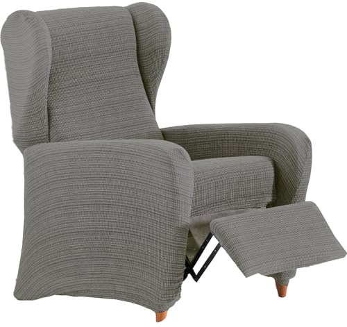 ECOMMERC3 Elastischer Sesselbezug aus Jacquard – Ohrensessel, grau, verstellbar, atmungsaktiv und verschleißfest, einfach anzubringen und zu entfernen, gepolstertes Design