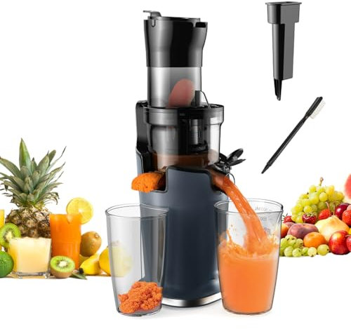 Juicer Machines, Cold Press Juicer,Cold Press Masticating Juicer with 78mm Feed Chute, Masticating Juicers for Whole Fruits and Vegetables, Reverse Function DC Quiet Motor Fresh Healthy Juice Extrac