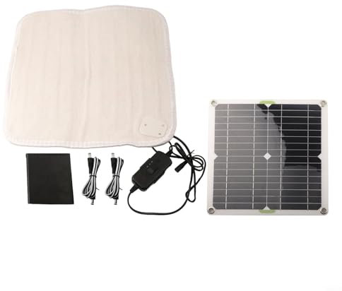 HpLive 50W Solarbetriebene Heizmatte, Fußwärmer Teppich mit Energiespeicherbox für Haustiere Schuhe Wärmen, mit 2 Geschwindigkeiten, 40x40cm