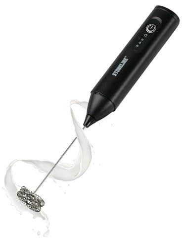 STONELINE Elektrischer Milchaufschäumer USB C Aufladbar mit 3 Stufen, Mixstab mit Edelstahl Schneebesen Doppelfeder Schaumbereiter Getränkemixer Handmixer für Kaffee Cappuccino Cocktails, Schwarz